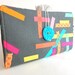 Handmade Tampon and Pad Clutch Dark Gray Pink Aqua Privacy Wallet - Washi Tape