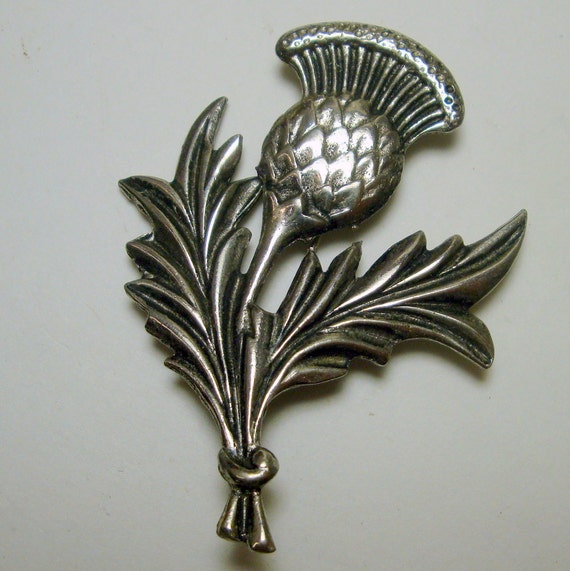 Celtic Scottish Thistle Brooch Pin Highlander perhaps Pewter