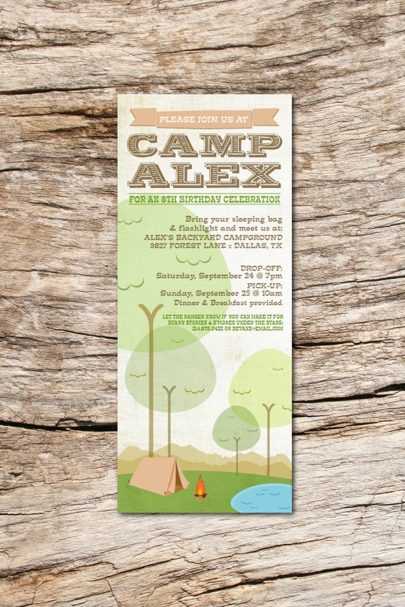 PRINTABLE Backyard Campout birthday party invitation