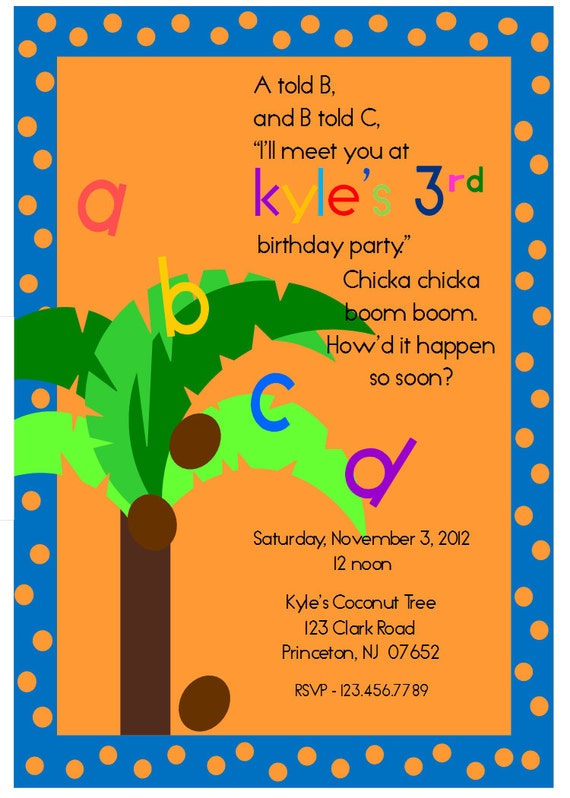 Chicka Chicka Boom Boom Boy's Printable Invitation Il_570xn