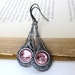 Rose Pink Vintage Swarovski Crystal Earrings Antiqued Silver Filigree Dangle