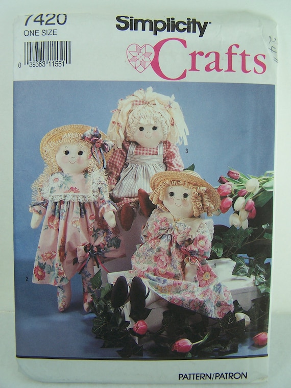 Simplicity 7420 Sewing Pattern 24 Rag Doll Doll