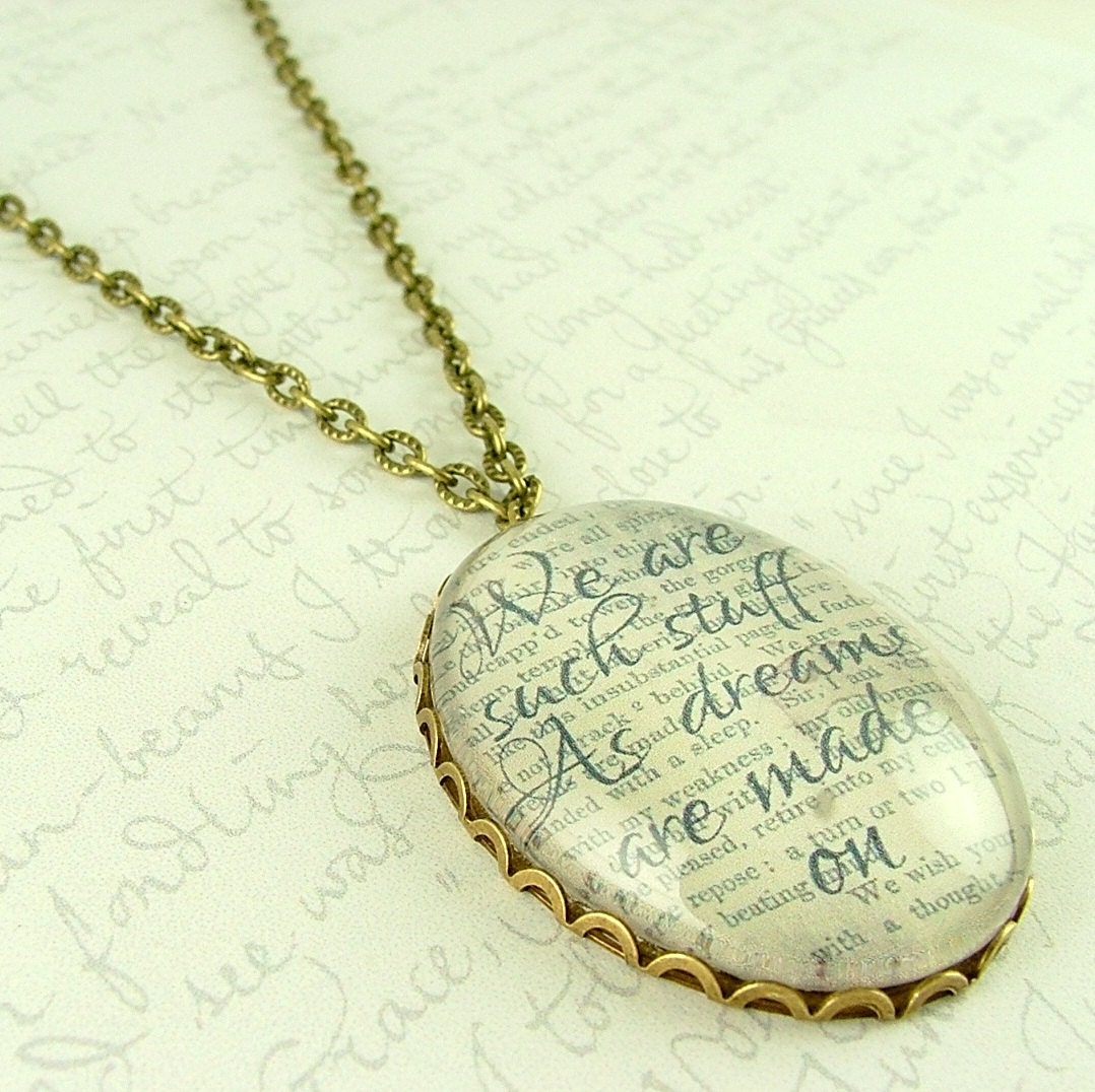 Shakespeare Jewelry Tempest Literary Glass Necklace As