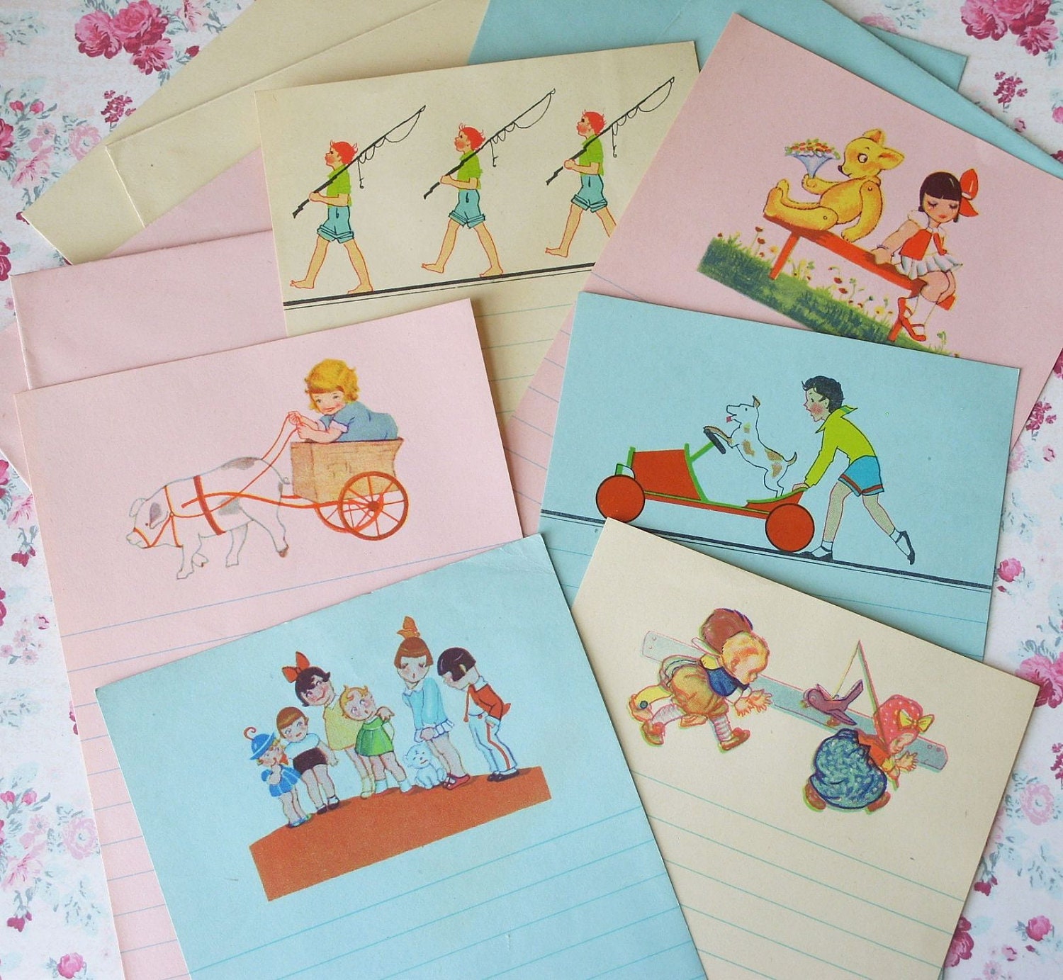 Vintage Childrens Stationery Pages and by TinselandTrinkets
