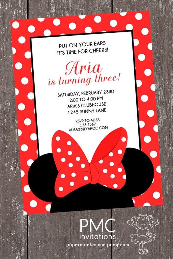 Red Minnie Mouse Invitations 8