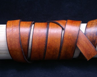 Dark Edged Rust Leather Strap, 20mm wide, Eco Friendly Leather Made in the USA, sold in 16" increments /Organic Leather Straps, Leather Cord