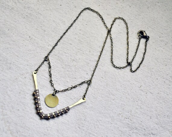 Hammered Chevron Necklace in taupe