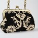 Party purse - Echino Gothic in black - metal frame handbag with shoulder strap