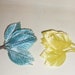 Vintage Satin Millinery Flower Rose Leaves LOT of 40 Hat Making Supplies YELLOW BLUE