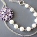 Bridal Jewelry Purple Statement Necklace Vintage Wedding Jewelry Flower Necklace Pearl Bridal Necklace