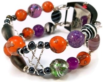 Halloween Watch Black and Orange Halloween Beads Interchangeable Watch Band Ladies Halloween Watch