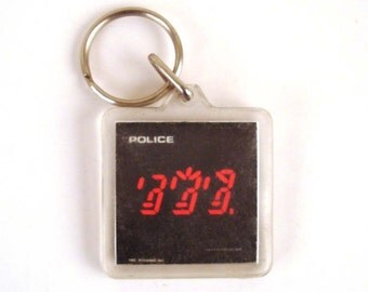 Keychain Vintage 1980s Police Plastic Key Chain