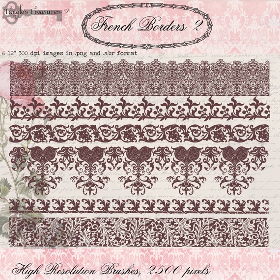 Vintage French Borders 2 digital clip art and photoshop