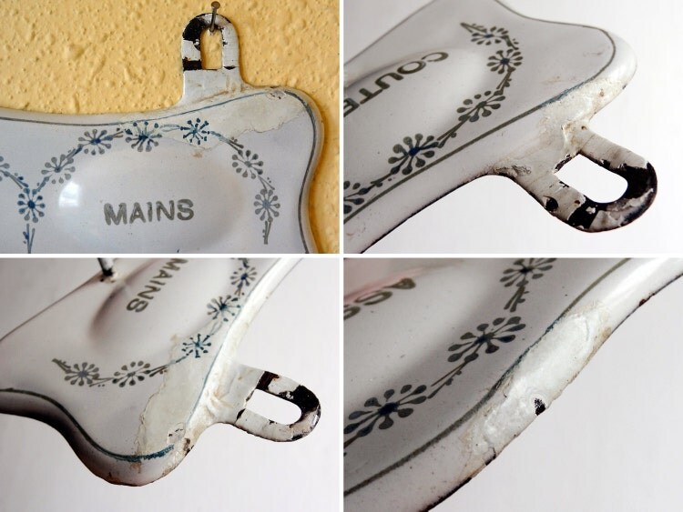French enamel towel rack white with hooks for by AtticAntics