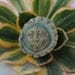 ceramic cabochon face cab little clay mask miniature cameo turquoise blue
