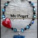 Show pig kiln fused dichroic art glass removable pendant with nice beaded necklace