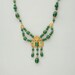 Art Deco Festoon Necklace. Forest Green Glass. Emerald Rhinestones.