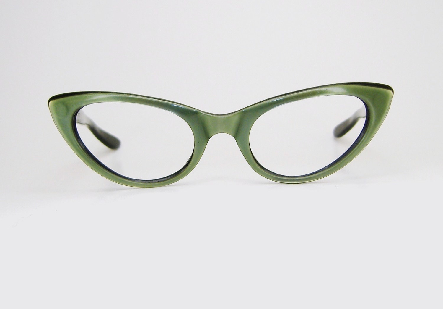 Vintage 50s Eyeglasses Green Cat Eye Frame Safilo