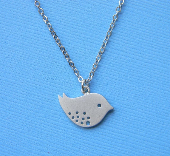 Sweet Little Love Bird Necklace Mod Silver Filled by DanaCastle