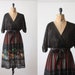 wrap dress dress - 1970s black woodland print wrap dress