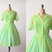 50s dress - vintage 1950's green chevron stripe dress