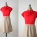 1970s dress - red and khaki secretary dress