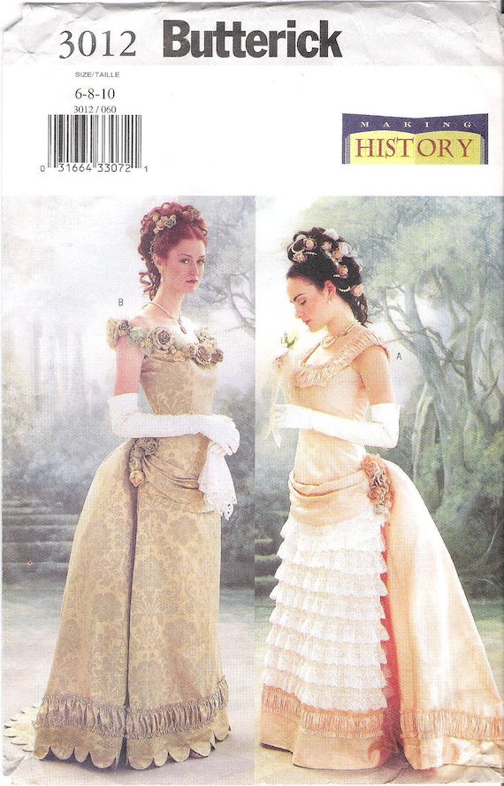 1870's Bustle Gown Costume Sewing Pattern Butterick 3012