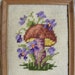 Vintage MUSHROOM & VIOLET Needlepoint - Framed, Small, Toadstool, 60s, Woodland, Needlework