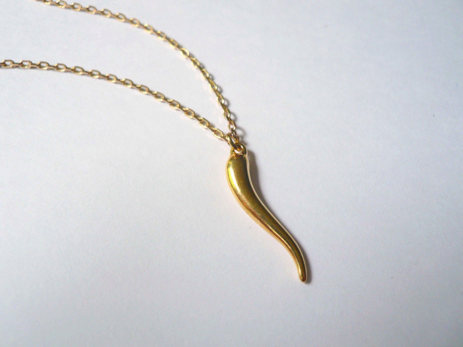 Italian horn necklace Italian horn pendant Gold by minusOne