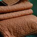 California KING PEBBLE BEACH Quilt: Burnt Orange Cotton Embroidered Map Design