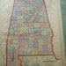 Antique Map, Alabama and Mississippi, Peerless World Atlas, 1889