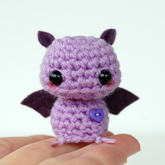 Baby Purple Bat Kawaii Mini Amigurumi by twistyfishies on Etsy