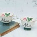 Mr. and Mrs. Hand Painted Vintage ROSE TEA CUPS Wedding Bride Groom