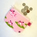 Girls Coin Purse Pink FROGS Mini Change Purse Zipper Pink Green Lily Pads Toyland Robert Kaufman Handmade