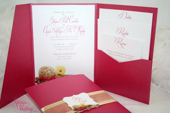 Pink and Yellow Beach Inspired Wedding Invitation Il_570xn