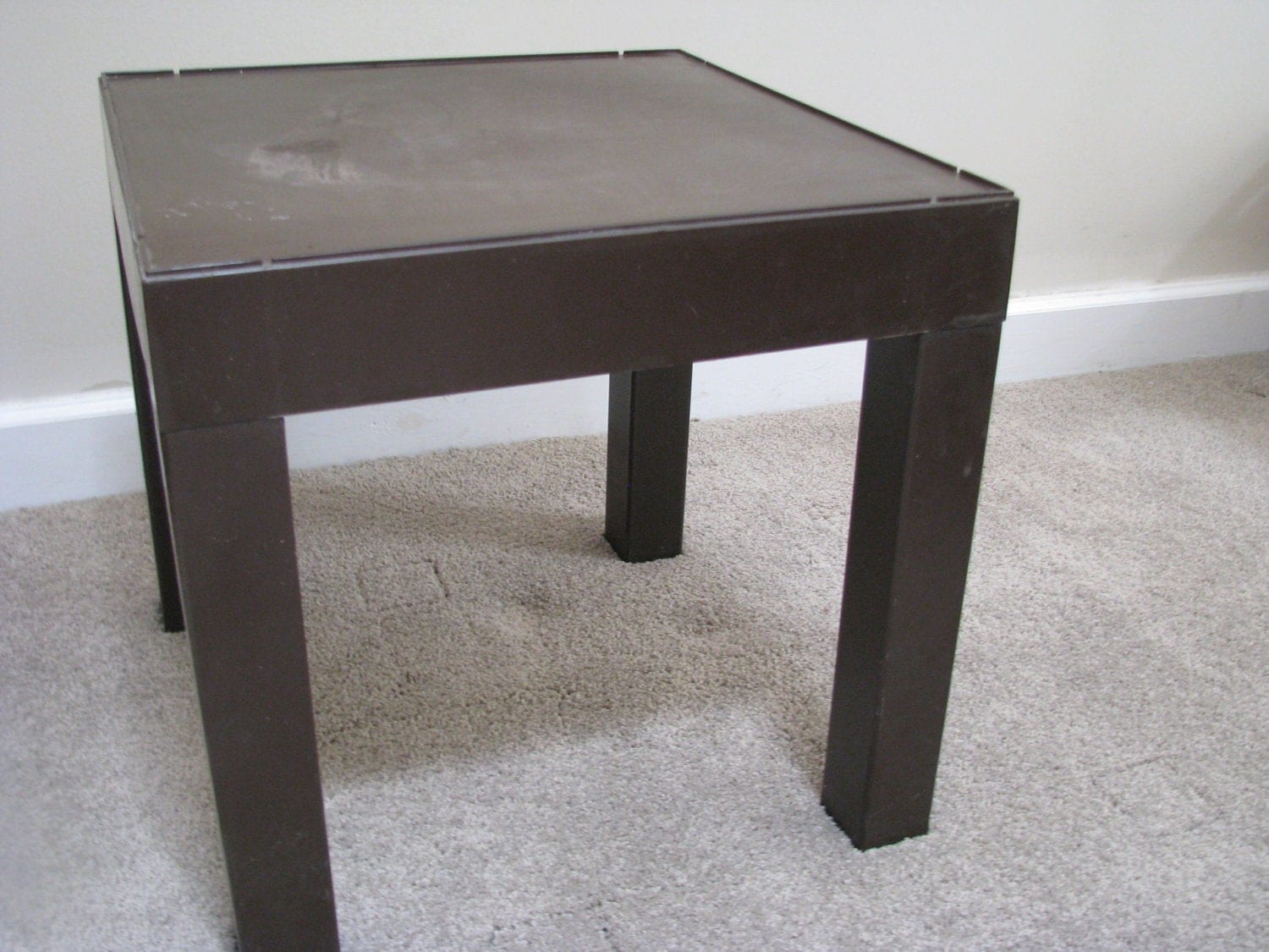Vintage Square Brown Plastic Parson Small End Table Cube Vintage Square Brown Plastic Parson Small End Table Cube