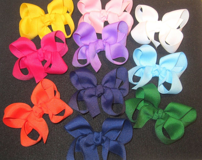 Small Twisted Hair Bows, Lot set of 15 Hairbows, Baby Bows, Girls headbands, baby clippies, newborn bows, infant hairbows, You Choose colors