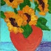 Impressionist Still Life GARDEN SUNFLOWERS Lynne French Art 5x7 Original Oil Painting