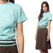 60s Dress Striped Bow Mini 1960s Mod Baby Blue Brown Color Block Drop Waist Scooter Vintage Short Sleeve Retro Dress Large L