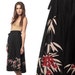 RESERVED 70s Wrap Skirt Black Batik 1970s Boho Hippie Leaf Print Cotton Bohemian Ethnic High Waisted Knee Length Vintage Medium Extra Large