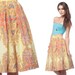Boho Hippie Skirt Midi 1970s Ethnic Vintage 70s Bohemian Golden Yellow Paisley Print Cotton High Waisted Full Skirt Extra Small XS