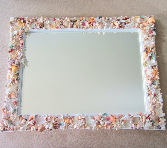 Beach Decor Custom Seashell Mirror Nautical by beachgrasscottage