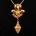 Vintage Victorian Revival Rhinestone Drop Pendant Necklace 1950s