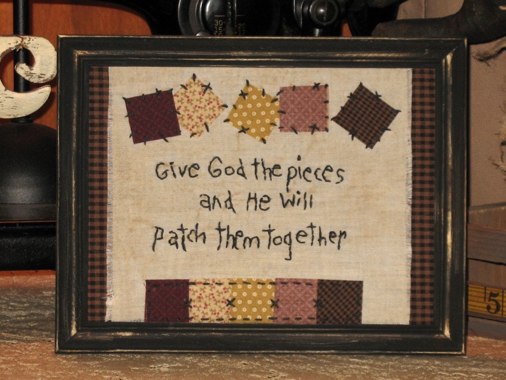 Primitive Country Decor Stitchery Patchwork by MockaMooseMarket