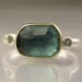 Rose Cut Green Tourmaline and Peridot Ring - 18k Gold and Sterling