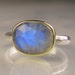 Rose Cut Rainbow Moonstone Ring, 18k Gold and Sterling Silver