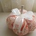 Orange and White Fabric Pumpkin Decorative Autumn Fall Decor