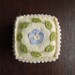 Embroidered Felt Flower Pincushion Buttercream and Periwinkle