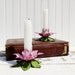 Vintage Italian Tole Candlesticks Pink Flowers