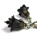Sexy Jet Black Swarovski Crystal Lucite Flower Earrings, Floral Vintage Style Goth Earrings, Charcoal, Romantic Jewelry Gift Ideas for Her